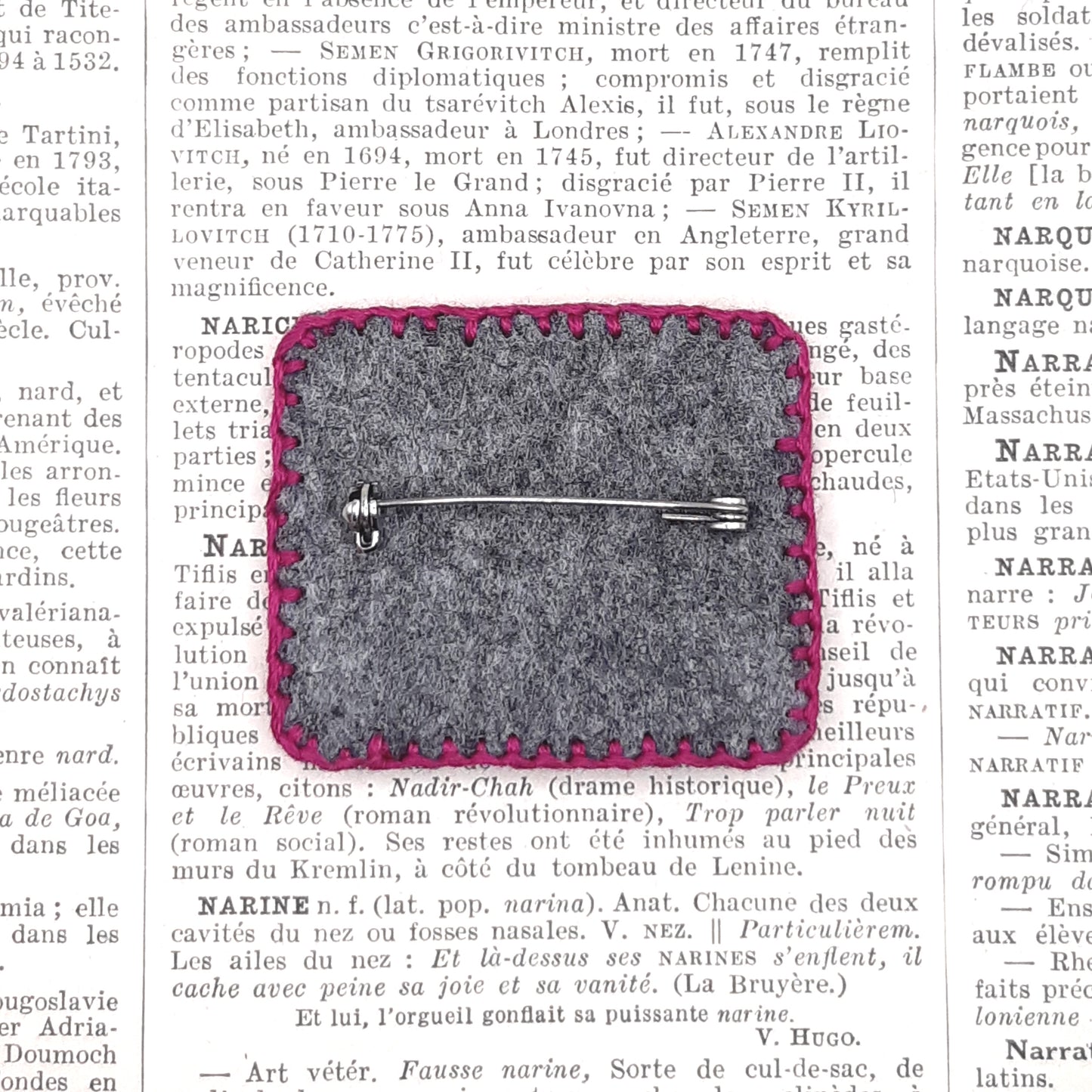 Broche Textile Poétique "bonjour le bonheur"