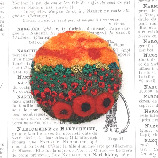 Broche Coquelicots en Feutrine Brodée